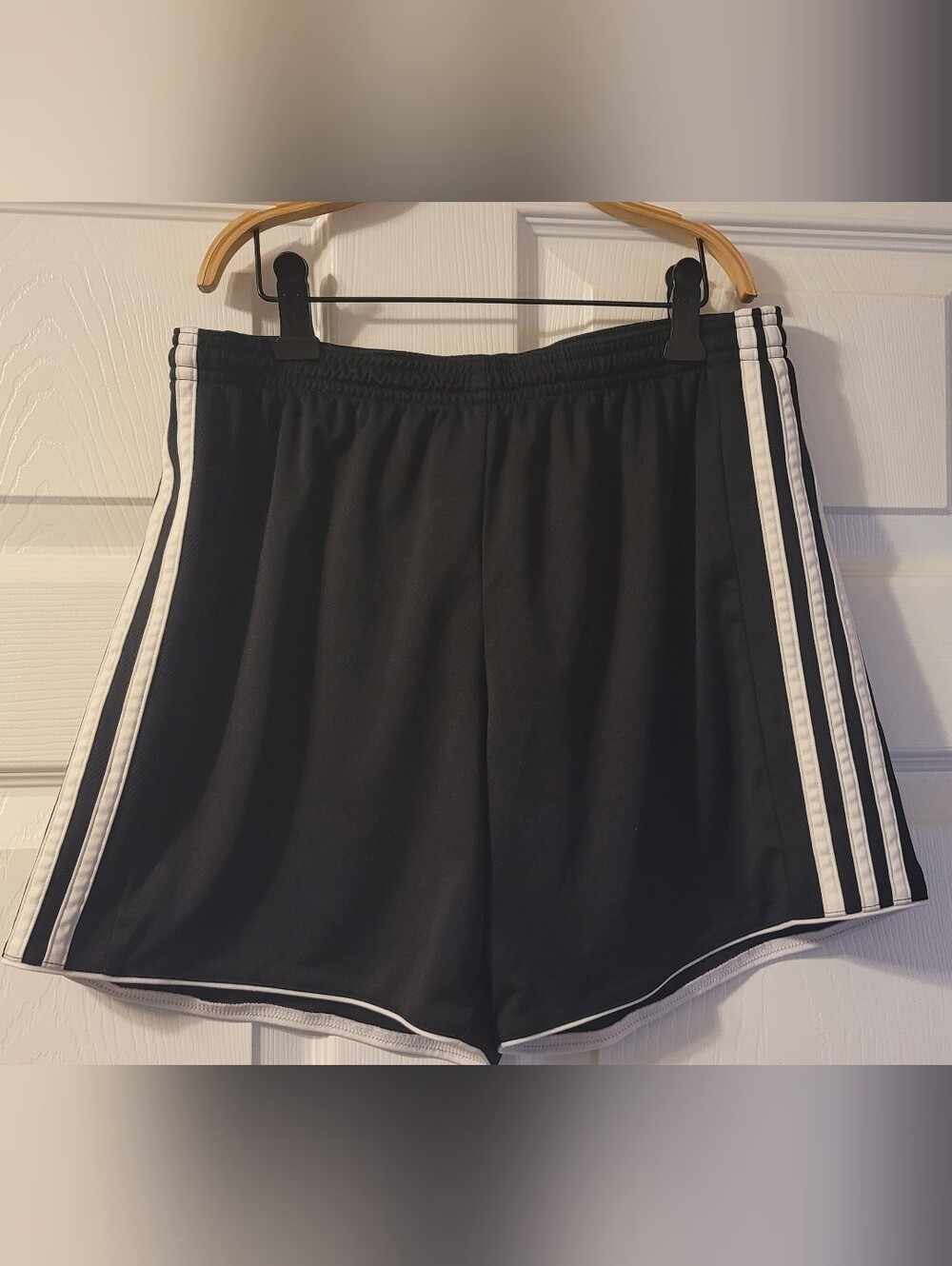 Women’s Adidas  Black Athletic Shorts with White Stripes